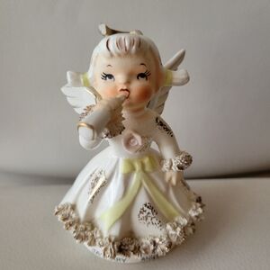 Lefton Exclusive January Girl Angel Figurine ~ Cute! ~ Broken Halo & Wing 😥